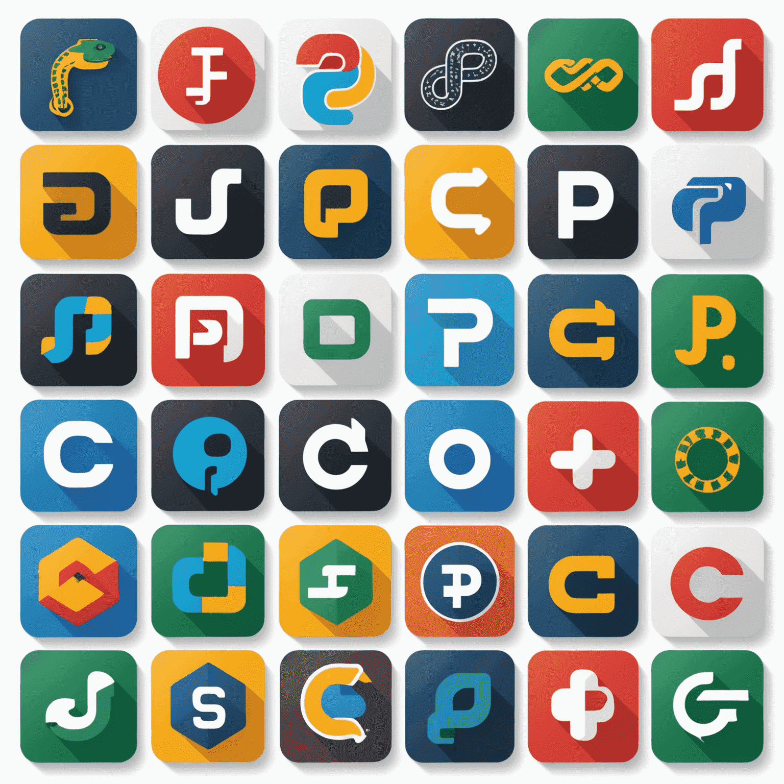 Collage de logos de diferentes lenguajes de programación como Python, JavaScript, Java y C++